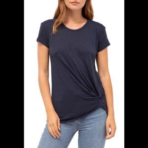 STATESIDE‎ Knot Detail Slub Knit Tee In Navy